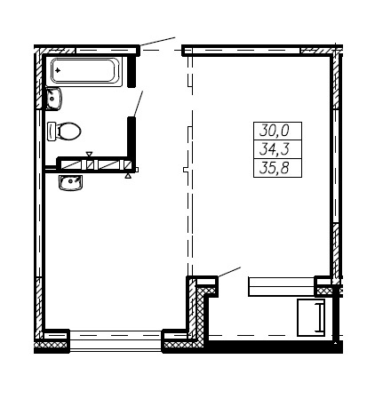 ЖК Мичурина, 8А, 1-комн кв 35,8 м2, за 4 296 000 ₽, 5 этаж